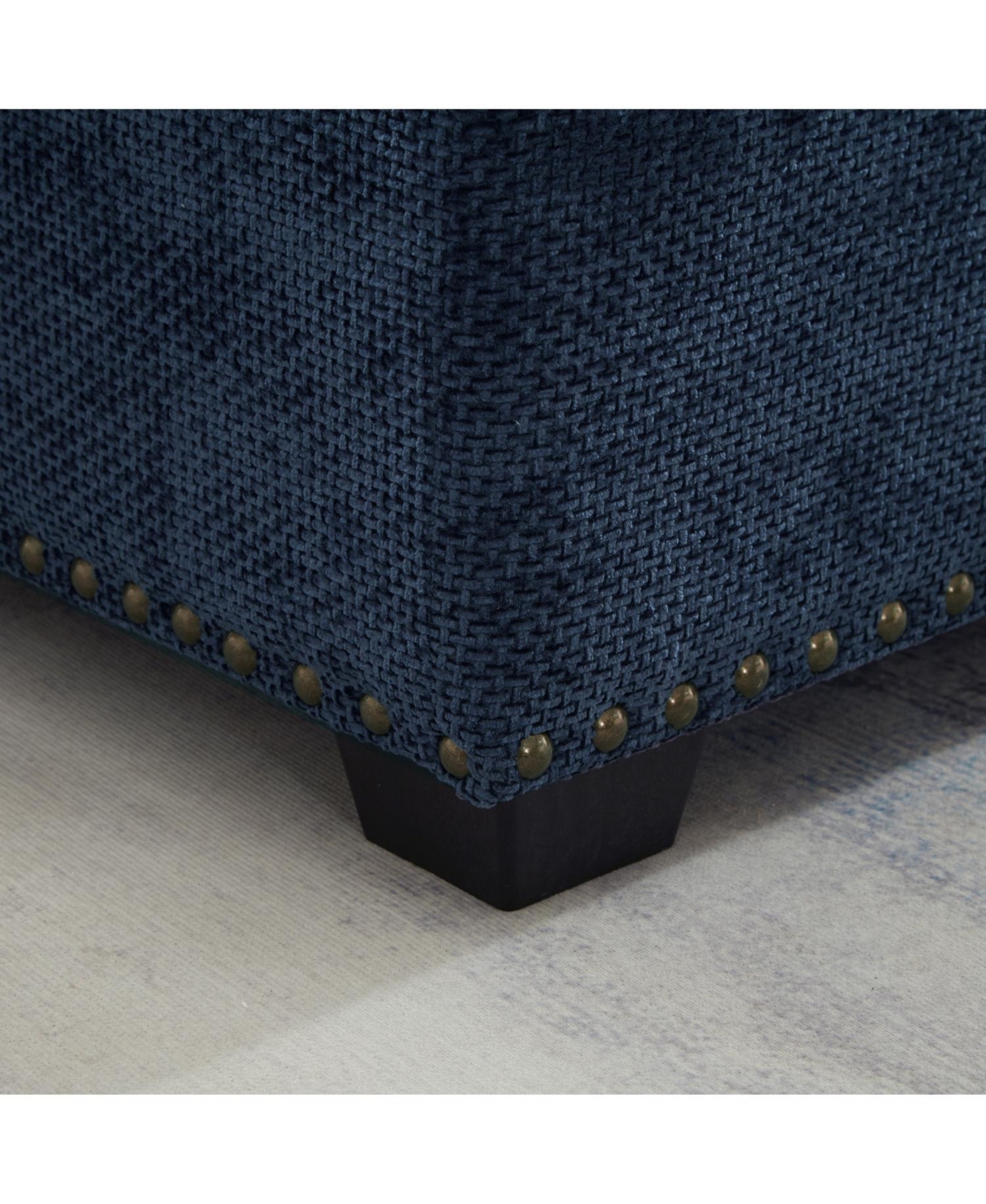 Streamdale Furniture 97" L-Shaped Chenille Sectional Sofa with Ottoman - Dark Blue