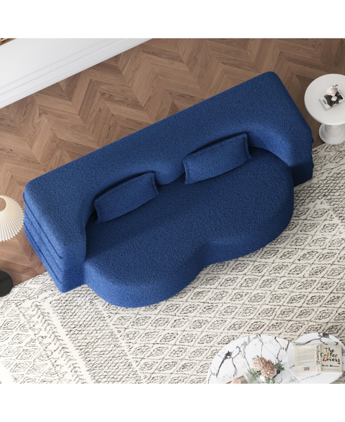 Streamdale Furniture Teddy Fabric Foam Sleeper Sofa Bed with 2 Pillows