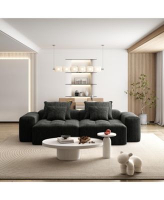 Modern Oversized Modular Sectional Sofa Chenille Fabric Black