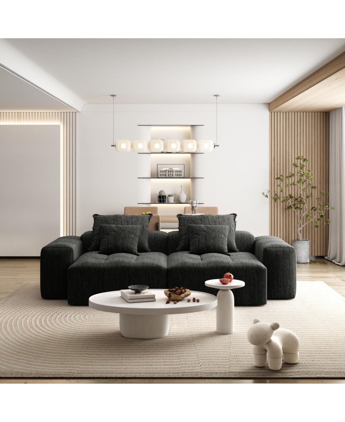 Streamdale Furniture Modern Oversized Modular Sectional Sofa Chenille Fabric Black