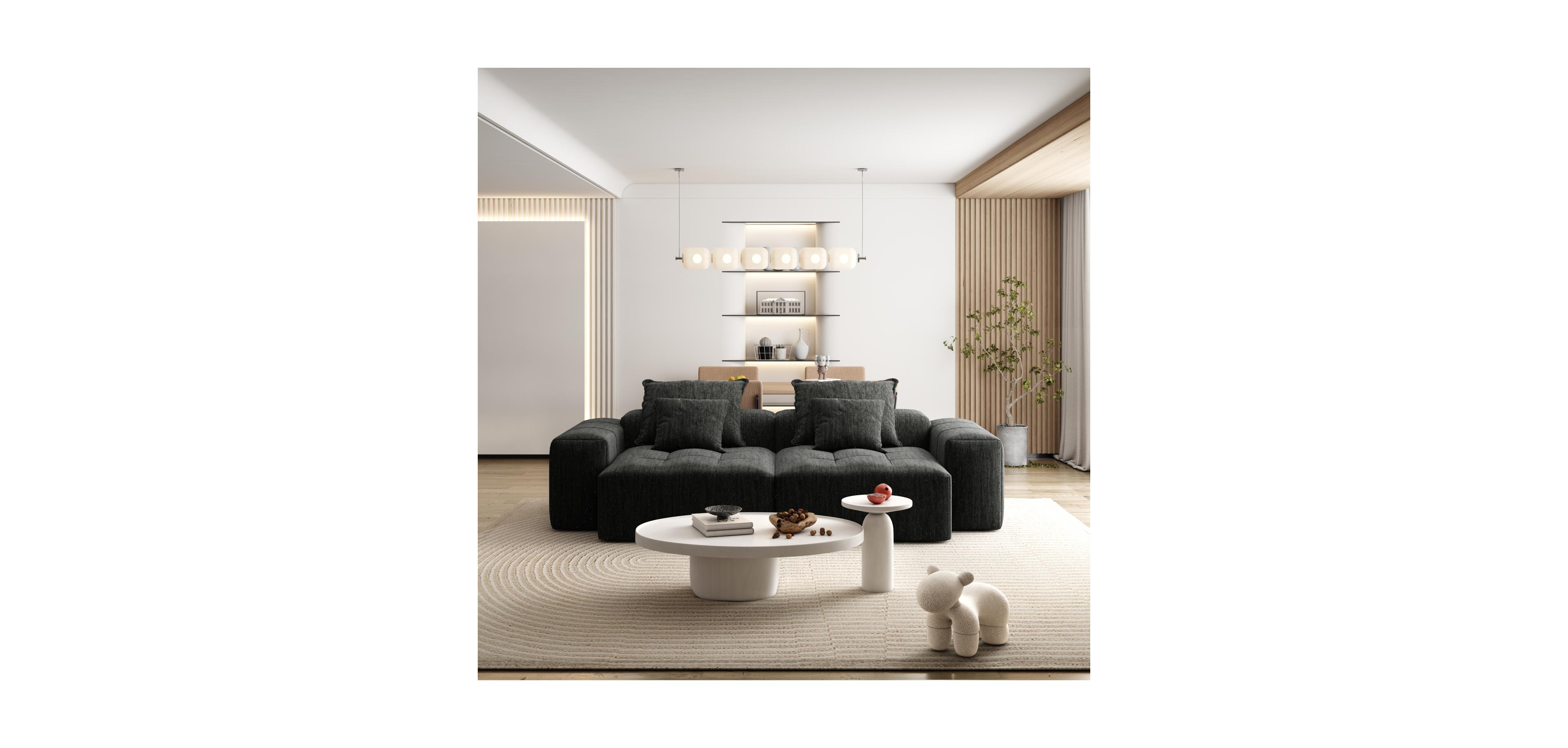 Streamdale Furniture Modern Oversized Modular Sectional Sofa Chenille Fabric Black
