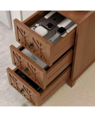 Walnut End Table with 3 Drawers & 2 Shelves