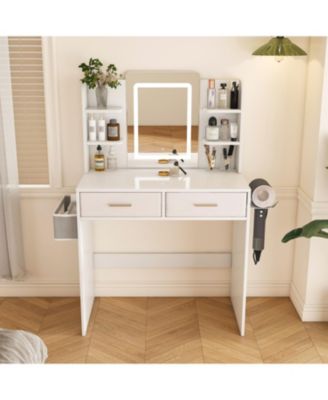 LED Vanity Mirror Dressing Table with Lights & Storage