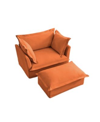Upholstered Armchair & Ottoman Set (Orange)