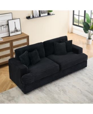 Corduroy 3-Seater Sofa w/ 4 Pillows