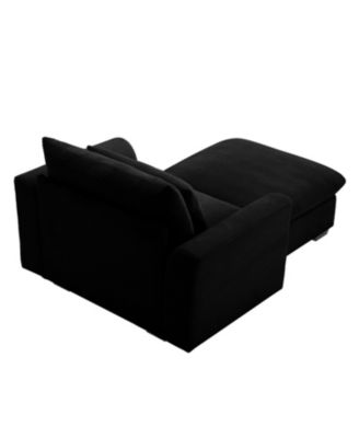 Black Corduroy Modular Sofa with Storage Ottoman