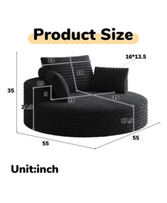 55" Corduroy Swivel Sleeper Chair