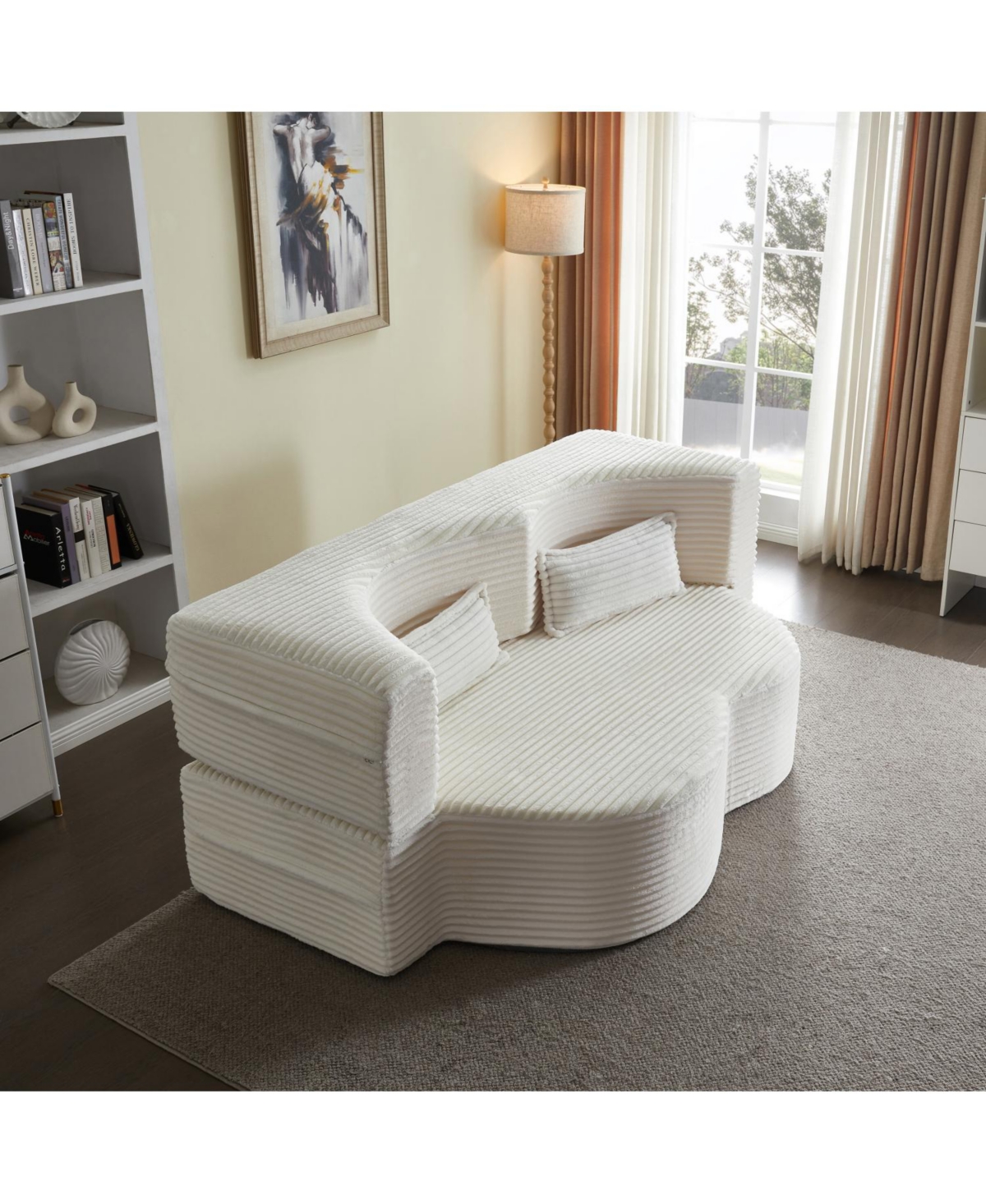 Streamdale Furniture Convertible Corduroy Floor Sofa Bed with Pillows