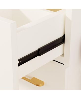 46" Glass Top Vanity Desk with Mirror, Stool, Power Outlet