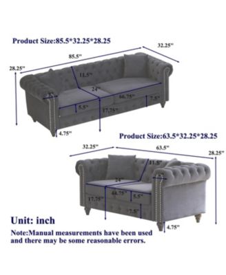  Modern 5-Seat Sofa Set, Wood Frame & Feet, 4 Cushions