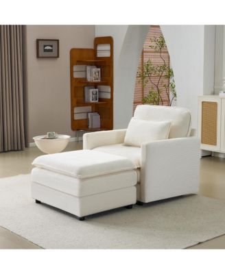  54" Plush Cloud Sofa with Ottoman & Cushions (Beige