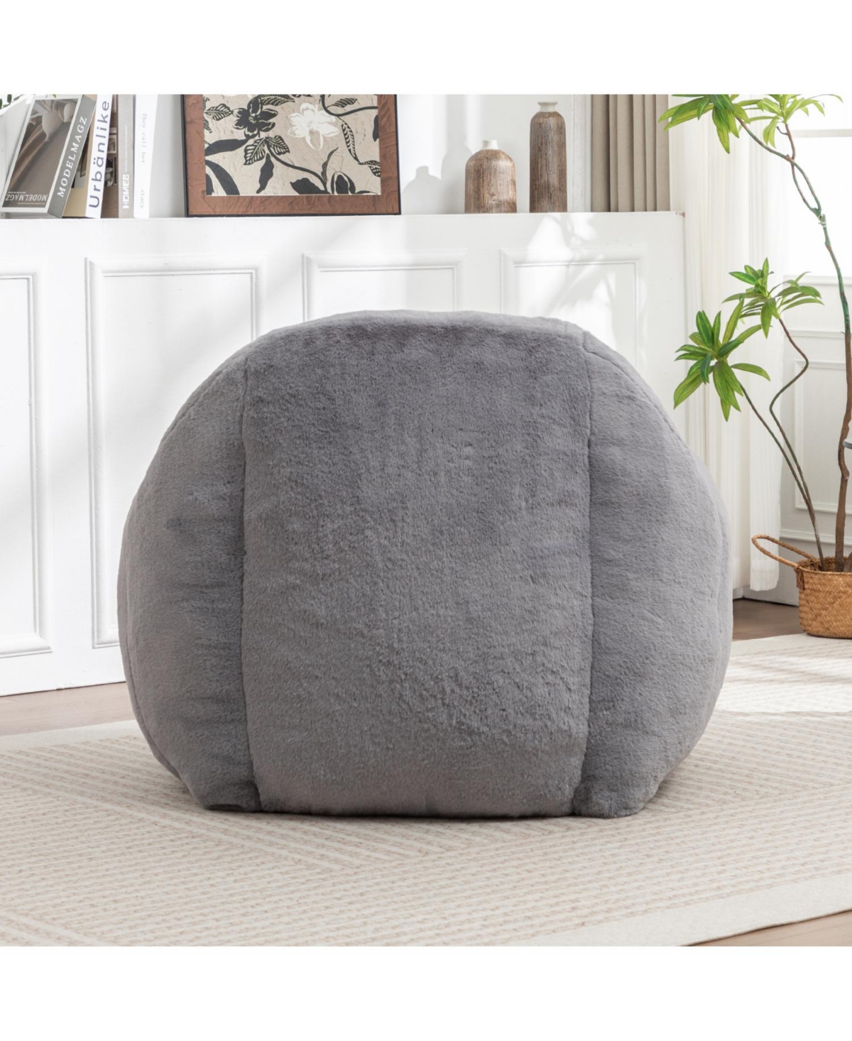 Streamdale Furniture Comfy Grey Faux Fur Bean Bag Chair Sofa for Adults & Kids