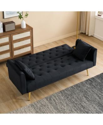 Velvet Foldable Sofa (71-inch) - Retro Style for Small Spaces
