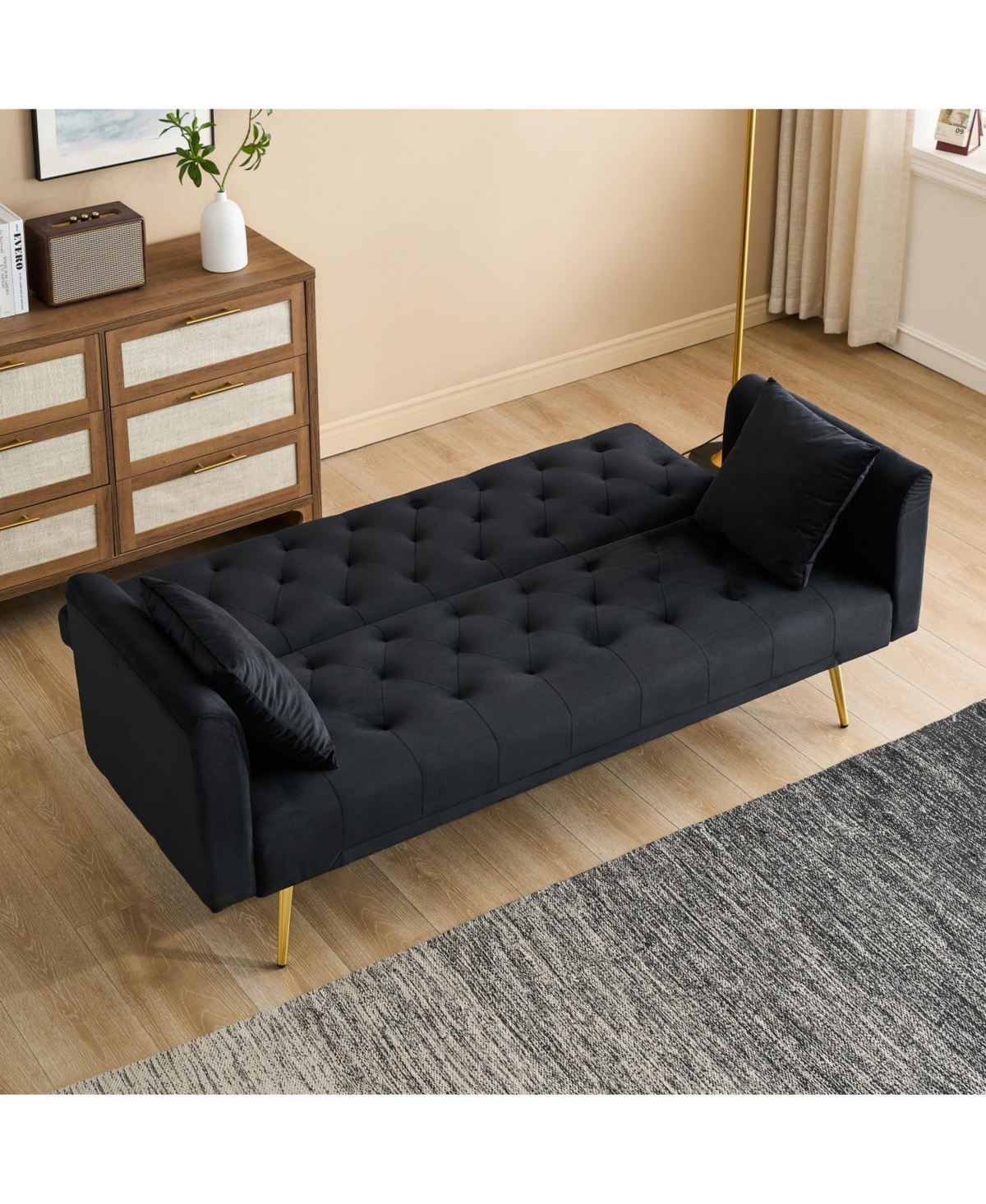 Streamdale Furniture Velvet Foldable Sofa (71-inch) - Retro Style for Small Spaces