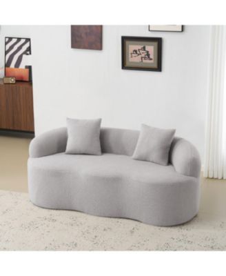 Curved Loveseat Sofa, Small Space Couch with 2 Pillows