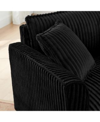 Black Corduroy Tufted Accent Chair