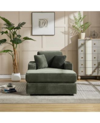 Corduroy Chaise Lounge Sofa, Detachable Cushions, 3 Colours