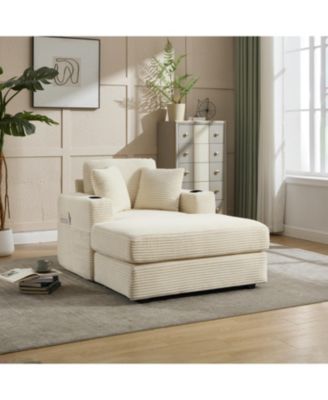 Streamdale Corduroy Chaise Lounge Sofa, Detachable Cushions, 3 Colours