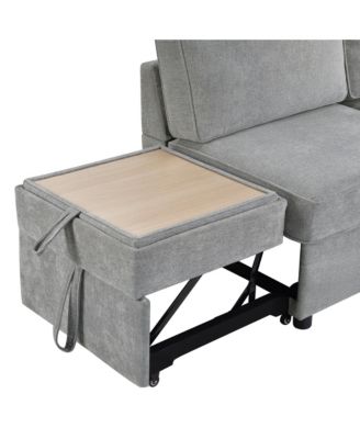 Convertible Sectional Sofa Bed w/ Pull-Out Sleepers, Table, USB, Storage