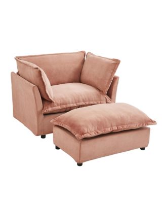 Cozy Pink Armchair Sofa with Ottoman