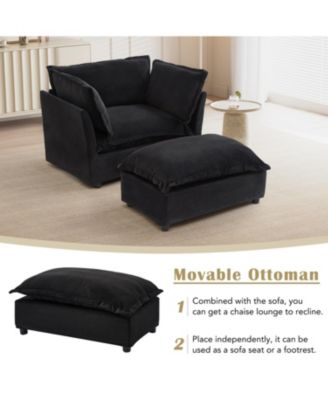  Cozy Black Armchair Sofa with Ottoman