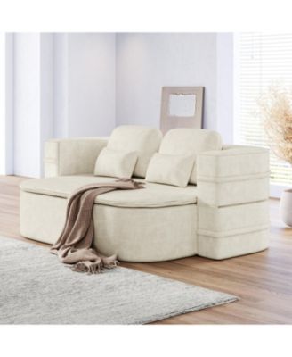 75" Fabric Foldable Sofa Bed with Blanket