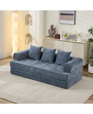 Comfy Convertible Folding Mattress Couch - Blue