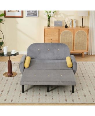 Corduroy Loveseat Sofa Bed with Storage & USB