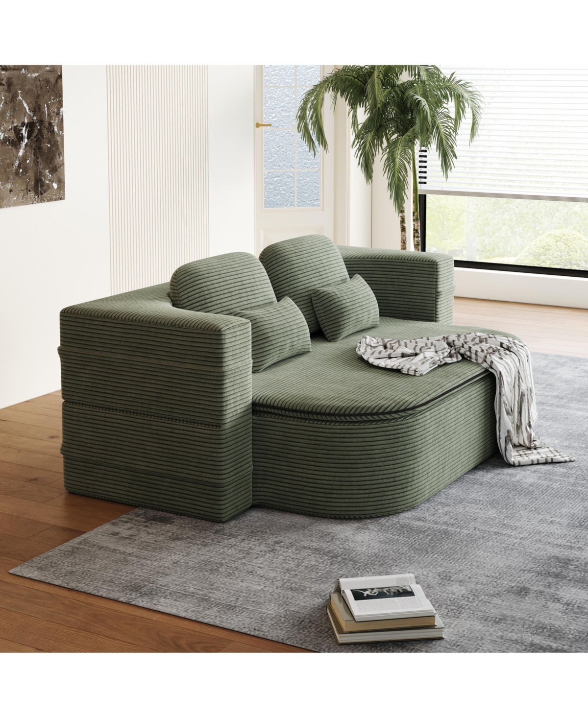 Streamdale Furniture 75" Foldable Sofa Bed with Blanket