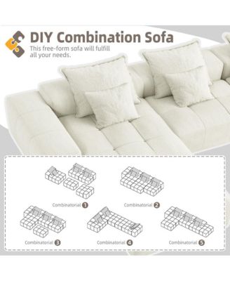 Modern Chenille Sectional Sofa with 6 Pillows