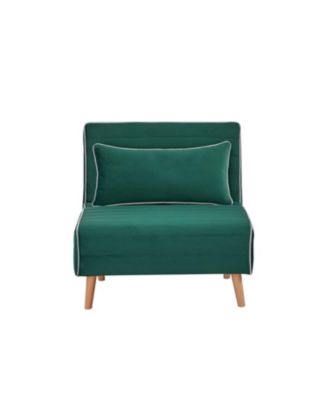 Velvet Sleeper Chair Bed - 3-Position Backrest, Pillow Included