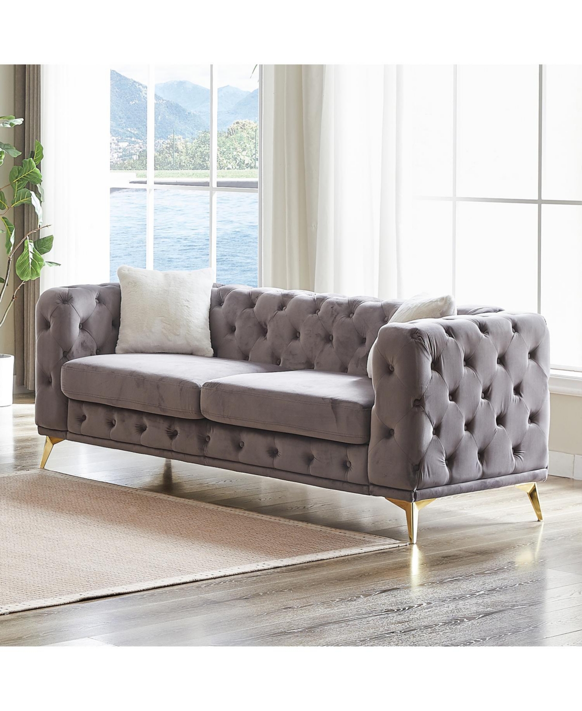 Streamdale Furniture Deluxe Velvet Chesterfield Sofa with Tufted Buttons