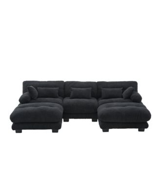  Pelletized Velvet Cloud Couch w/ 2 Ottomans & 3 Seater Sofa