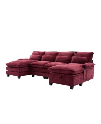 Streamdale 106" U-Shape Sectional Sofa Cloud Couch, Chenille, Ottoman & Pillows