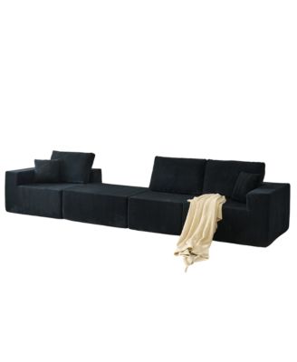 110" Cloud Modular Sectional Sofa w/ Ottoman & Pillows