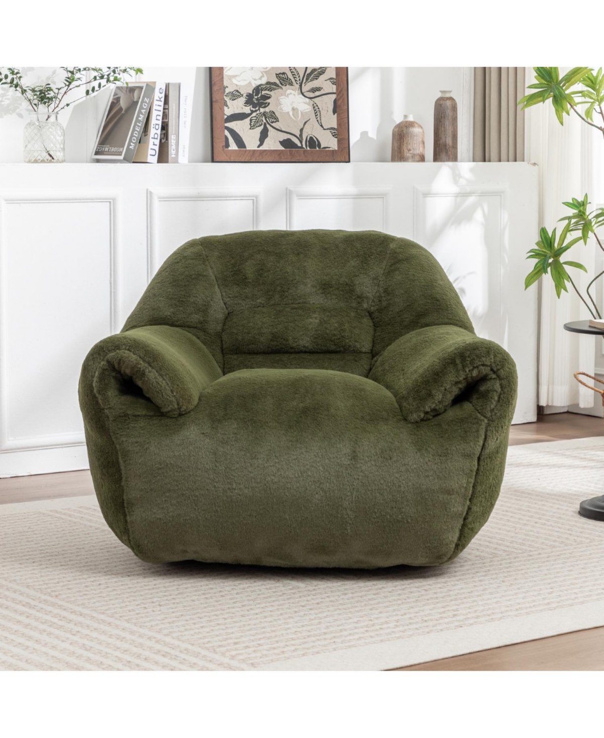 Streamdale Furniture Comfy Green Faux Fur Bean Bag Chair Sofa