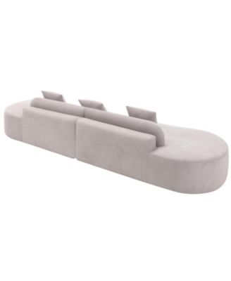 Modern Curved Terrycloth Sofa w/ Pillows