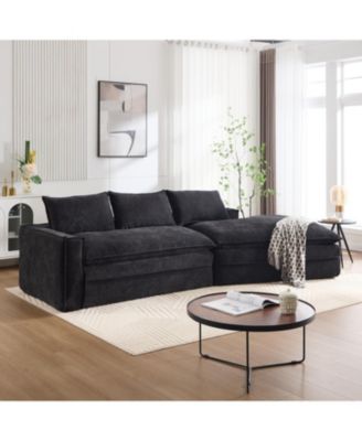 Modern Minimalist Sectional Sofa with Chaise - Black