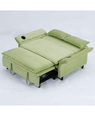 Green Multi-Functional Sofa Bed with Adjustable Armrests & Backrests