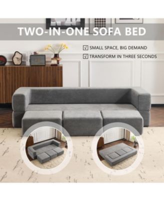 Convertible Sectional Sofa with Footrests - Grey