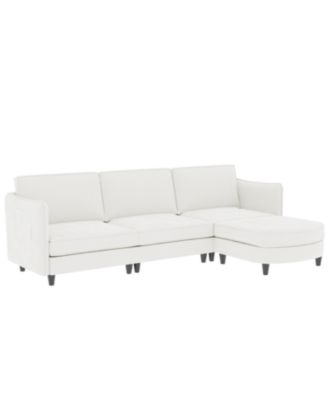 107.8" 3 Seater L-Shaped Sofa Couch with Ottoman & Pockets