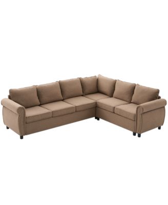 Sleeper Sofa Bed, Pull Out Couch, L Shaped Sectional, 104" Large, Brown