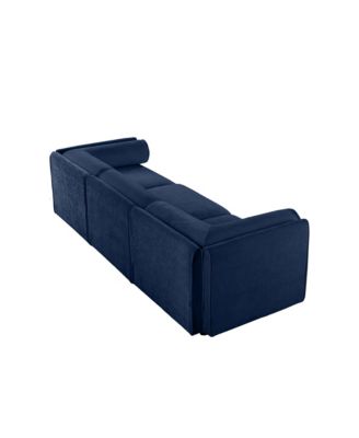 Modular Sectional Sofa, Storage, Cylindrical Backrest, Deep Seating, Blue