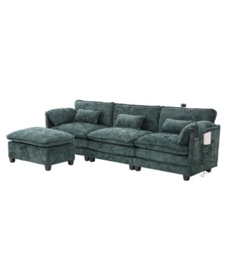 Streamdale Oversized Sectional Sofa Cloud Couch w/ Ottoman, USB & Phone Holder