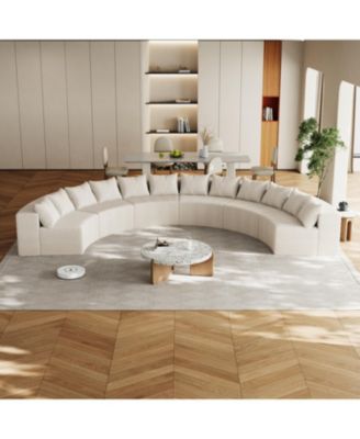 Corduroy Curved Sectional Sofa with 12 Pillows (6 Modules)
