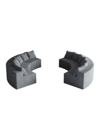 Corduroy Curved Sectional Sofa with 12 Pillows (6 Modules)