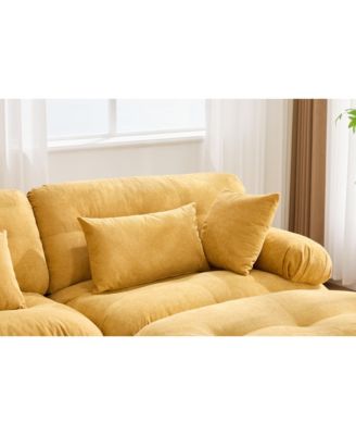 Pelletized Velvet Cloud Couch w/ 2 Ottomans & 3 Seater Sofa