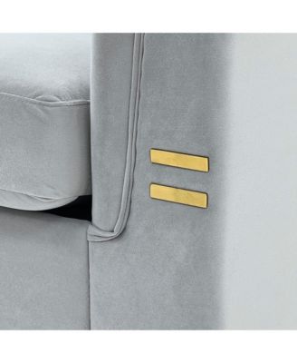 Tufted Velvet Sofa, 82" 3-Seater Couch, Gold Legs