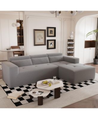 109" Modern Modular Sectional Sofa, Teddy Fabric, L-Shaped Couch with Chaise