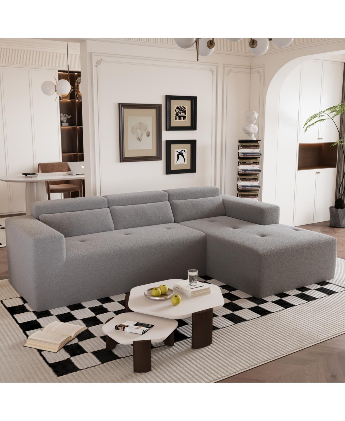 Streamdale Furniture 109" Modern Modular Sectional Sofa, Teddy Fabric, L-Shaped Couch with Chaise